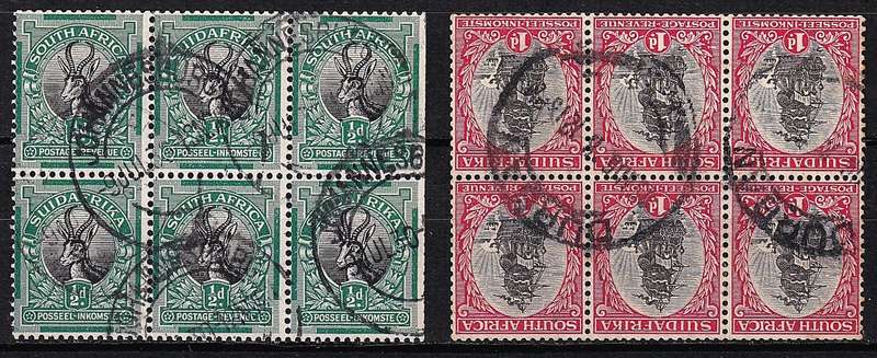 1926 Union ½d (CC.29Pc Up Wmk) & 1d(CC.30Pc Inv Wmk) Used Booklet Panes  @ CV  R7,200+