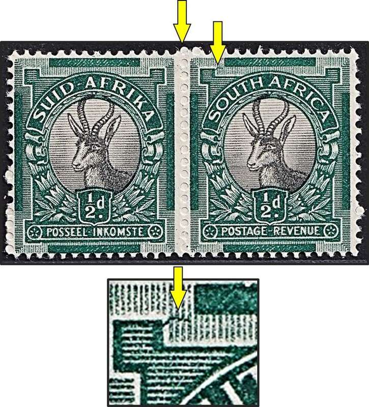 1935 Union ½d UMM(**) CC.55d Variety - Scratch next to Square & Unfinished Perfs - RARE