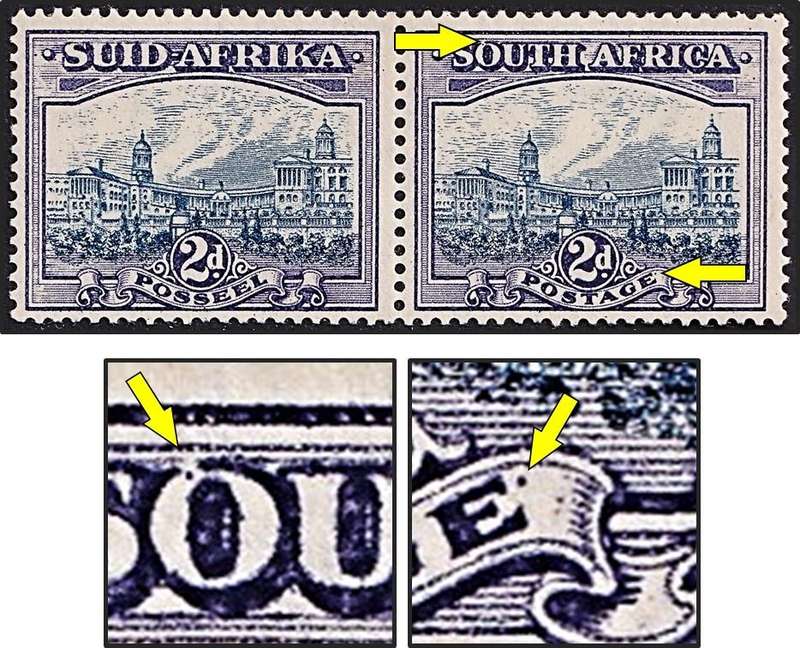 1938 Union 2d MM(*) CC.58 Varieties - Broken "O" & Spot after "E"