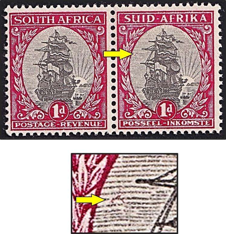 1934 Union 1d MM(**) Variety - Red Bird in the Sky