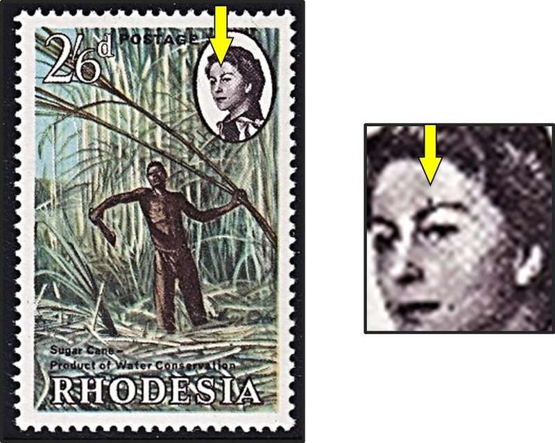 1963 Rhodesia & Nyasaland 2/6 UMM(**) Listed Variety - Mark on Eyebrow