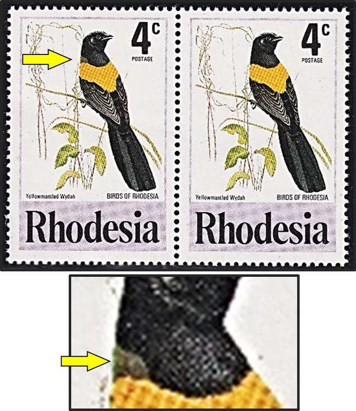 1977 Rhodesia 4c UMM(**) Listed Variety - Light Patch on Bird's Neck