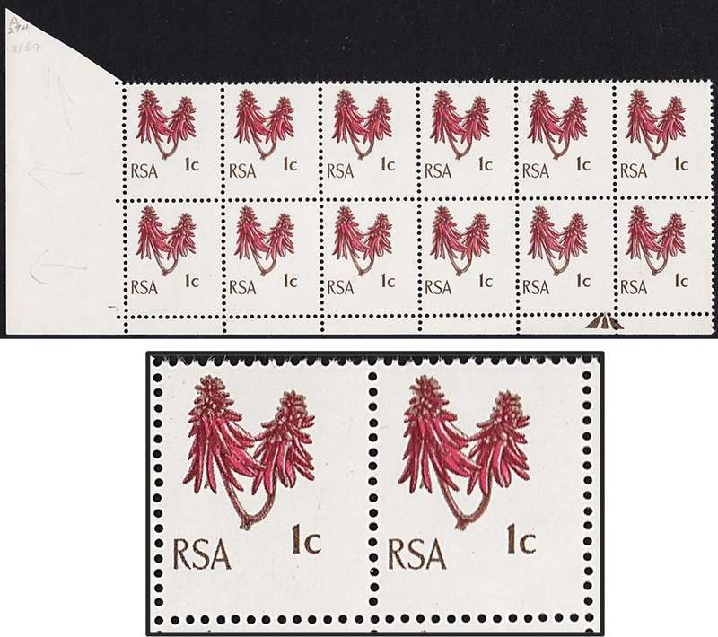 1969 RSA 1c UMM(**) CC.282 Variety - Major Shift to Top & Left