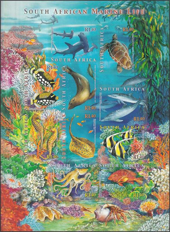 2001 RSA Marine Life UMM & CTO Self-adhesive MS & FDCs  @ R410