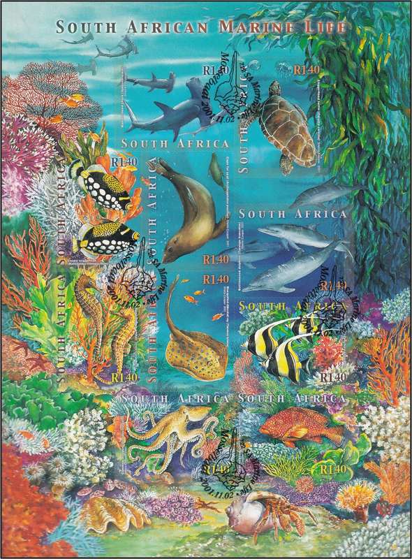 2001 RSA Marine Life UMM & CTO Self-adhesive MS & FDCs  @ R410