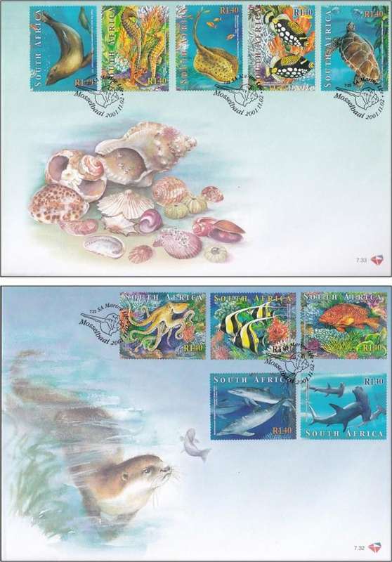 2001 RSA Marine Life UMM & CTO Self-adhesive MS & FDCs  @ R410