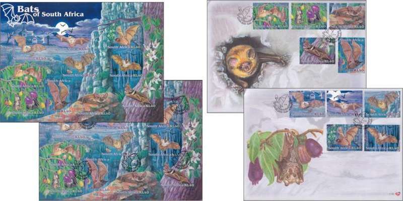 2001 RSA Bats UMM(**) & CTO Self-adhesive MS & FDCs  @ R375