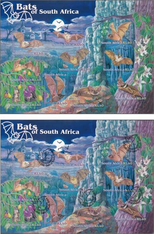 2001 RSA Bats UMM(**) & CTO Self-adhesive MS & FDCs  @ R375