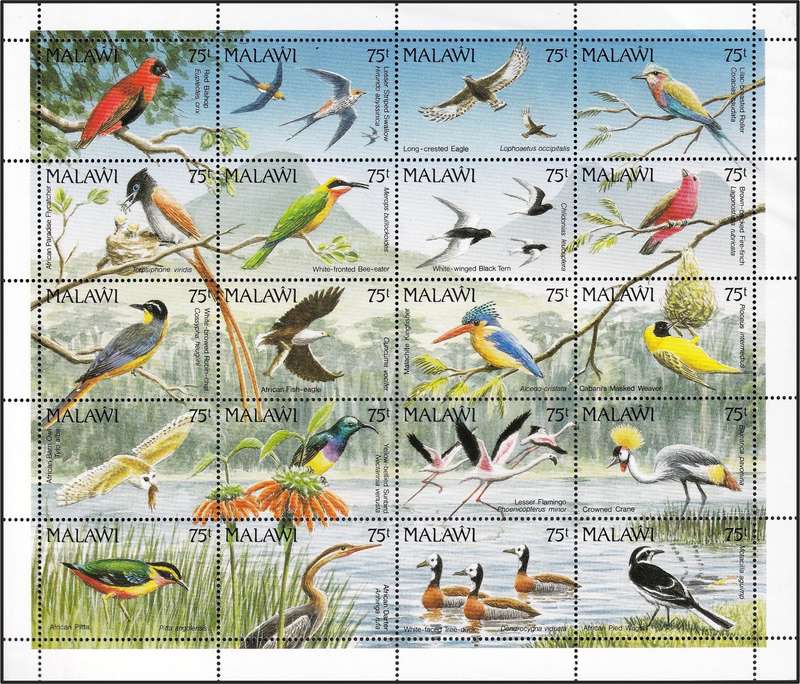 1992 Malawi Birds Full UMM(**) Thematic Sheetlet  @ CV  R1,025+