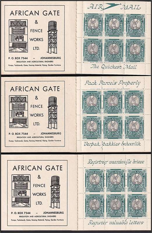 1937/48 Union Booklets B12/B13/B21 & B20(3 with Different Slogans) @ CV  R2,800