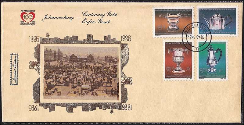 1986 RSA Johannesburg Centenary Gold Limited Edition Silk with 23KT Gold Foil