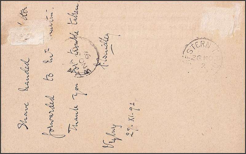 1892 British Bechuanaland Postcard with "VRYBURG_NO 27" Cancellations