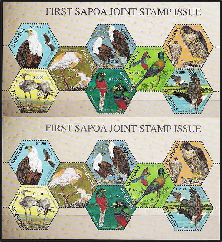 2004 RSA, Zambia, Zimbabwe, Namibia & Swaziland 1st SAPOA Sheetlets UMM(**) @ R2,000+