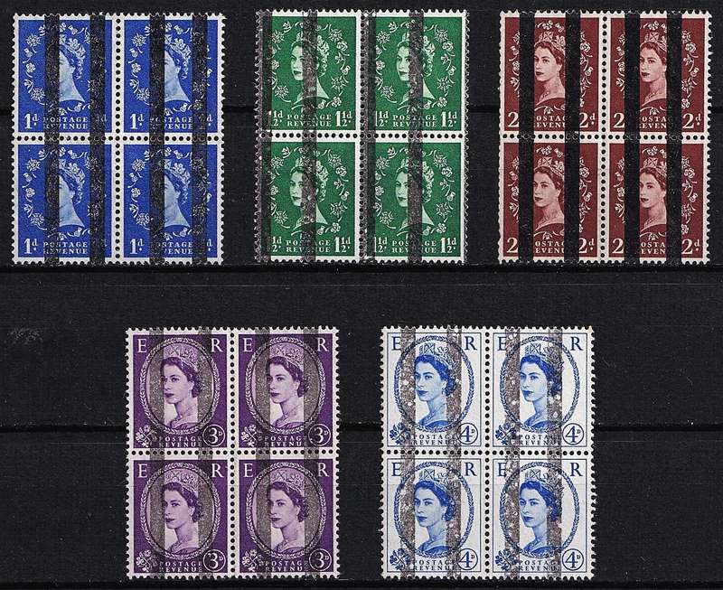 1955 Great Britain QEII Post Office Training Stamps in Blocks of 4  - Scarce!