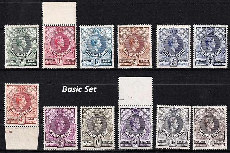 1938 Swaziland KGVI Complete UMM(**) Set & All Varieties (CC.27&36a is MM)  @ CV  R14,197