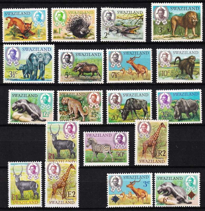 1969 Swaziland Animal Definitive UMM(**) Set + Changed Currency + Surcharges  @ CV  R1,500+