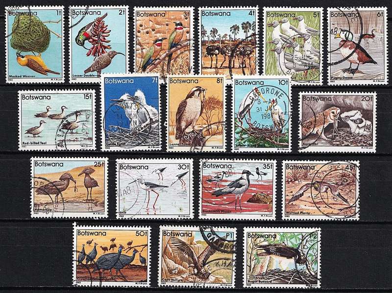 1982 Botswana Bird Thematic VFU Set (SG.515/32)  @ CV  R1,100+