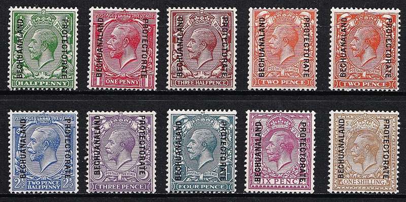 1913  Bechuanaland Protectorate KGV MM(*) Set (CC.71/9) & Var  @ CV  R1,815