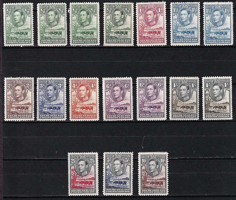 1938 Bechuanaland KGVI MM(*) Set & Most Listed Varieties  @ CV  (R4,320)