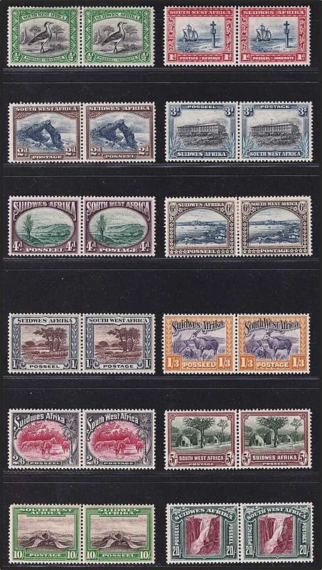1931 SWA 1st Pictorials Group 2, Full MM(*) Up Perf Set (CC.103a/114a  @ CV  R6,530