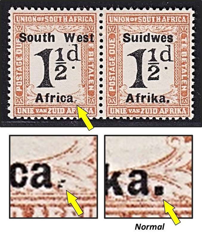 1927 SWA 1½d Posgage Due MM(*) SACC.34a Variety - Missing Stop after "a"  @ CV  R2,000