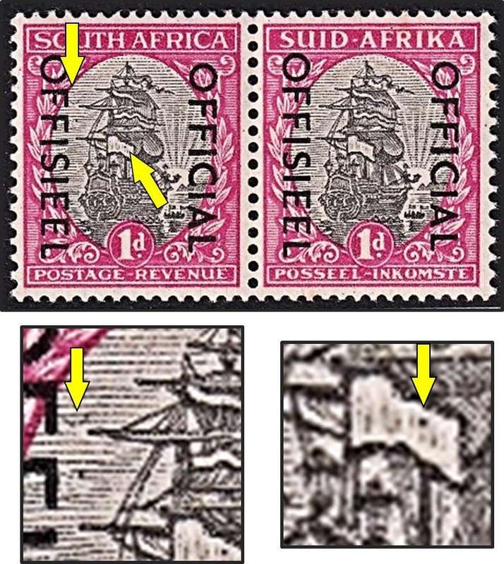 1950/54 Union 1d Official UMM(**) CC.42 with UHB Variety - Bird Flaw & Dot in Flag - RARE!