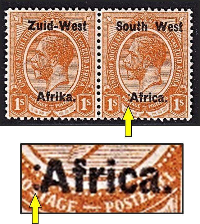 1923 SWA 1/- MM(*) CC.7 Variety - "Colon" before Africa