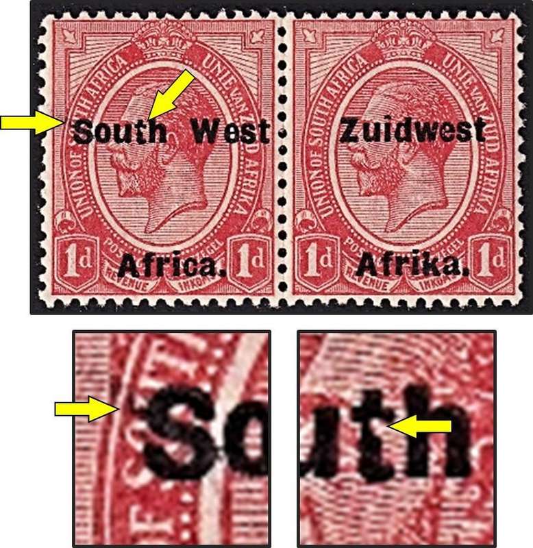 1924 SWA 1d MM(*) Type VI Variety - Tail on "S" & Broken "t"