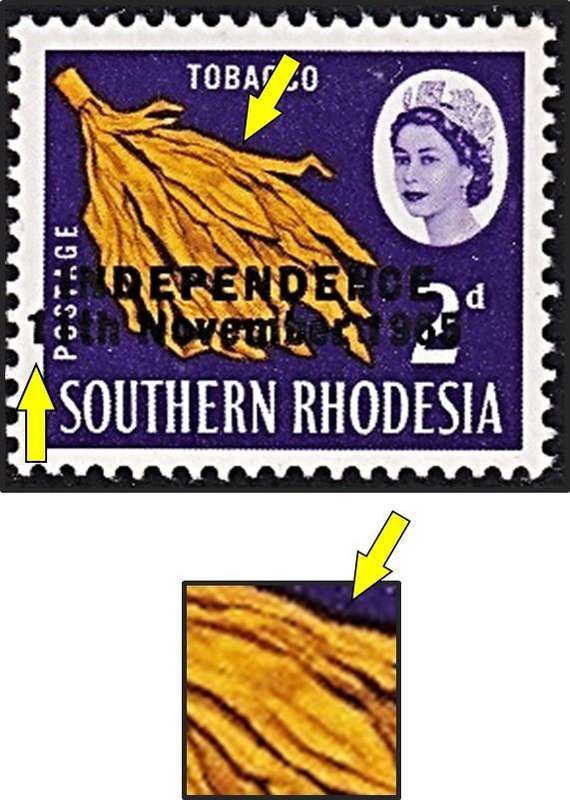1966 Rhodesia 2d UMM(**) Variety - Line Through Tobaco & Shifted Overprint