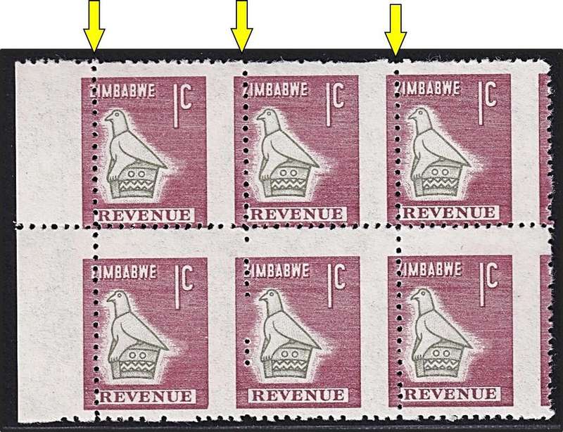 Rhodesia 1c Revenue Block with Perforation Shift through the Design - RARE