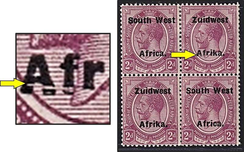 1924 SWA 2d MM(*) Type VI Variety - White Slash through "Afr" - RARE