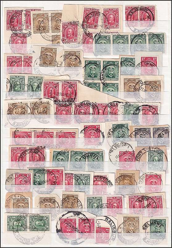 Huge POSTMARK lot of Early Southern Rhodesia  - KGV & Field Marshal Issues on Piece