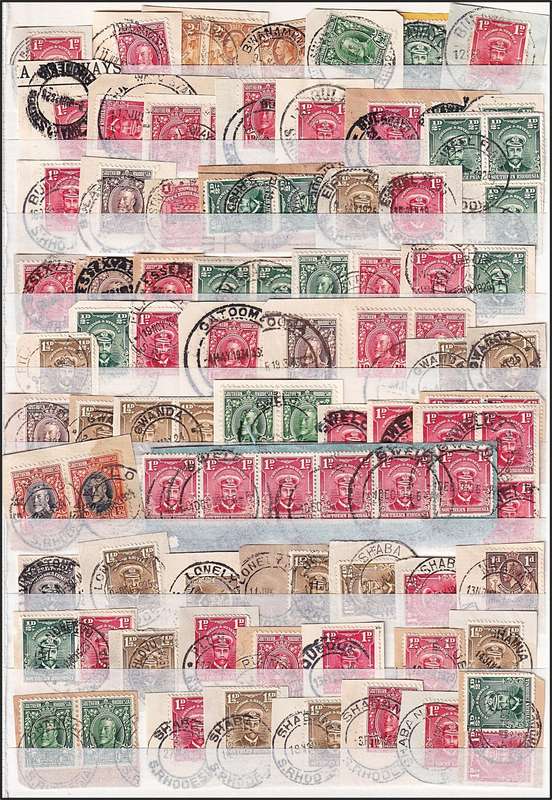 Huge POSTMARK lot of Early Southern Rhodesia  - KGV & Field Marshal Issues on Piece