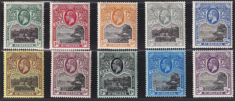 1912/16 St. Helena KGV MM(*) Set of 10 (SG.72/81)  @ CV  R4,150+