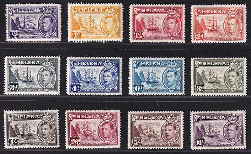 1938 St. Helena KGVI Basic MM(*) Set to 10/- (Excludes SG.132 & 135)  @ CV  R2,450+