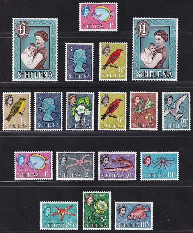 1961/5 St. Helena QEII MM(*) Set & Chalky Paper Varieties  @ CV  R3,450+