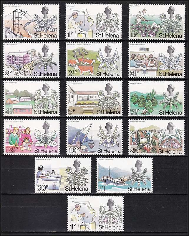 1971 St. Helena QEII MM(*) Decimal Definitive, 1P with Crown to Right of CA & Booklet
