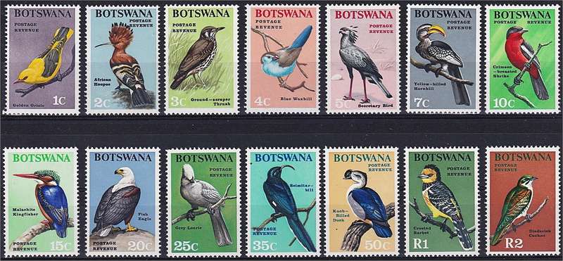 1967 Botswana Birds Full Fresh UMM(**) Set of 14  @ CV  $90(R1,600+)
