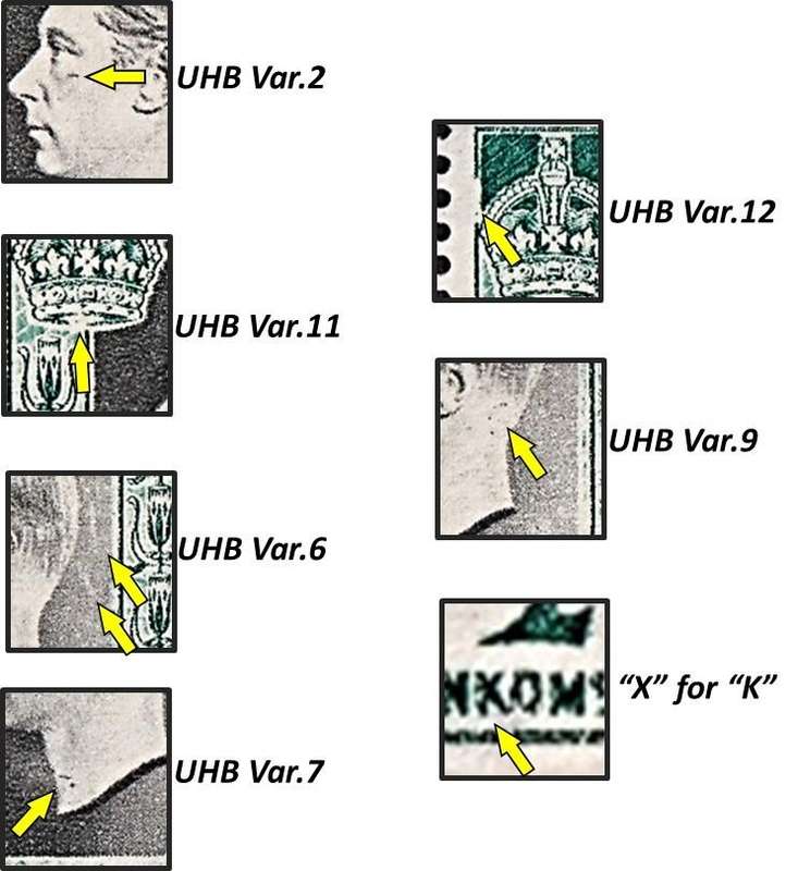 1937 Union ½d Coronation UMM(**) Sheet UHB Var.2,6,7,9,11,12 + INXOMSTE Flaw