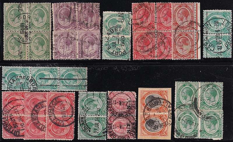 1913 Union King's Head Postmark & Blocks Selection - Some Scarce Cancels!