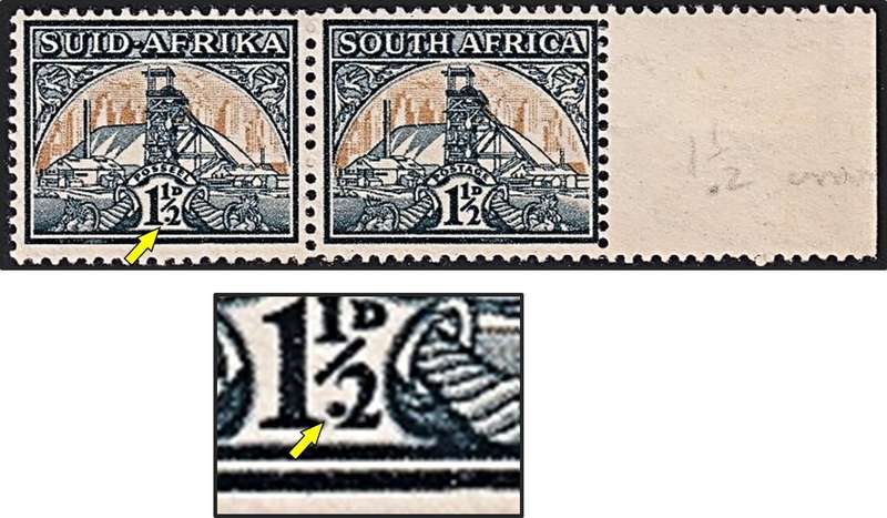 1941 Union 1½d UMM(**) UHB Var.5 - White Dot between Large "1" and Small "2"