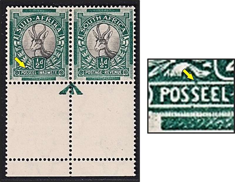 1935 Union ½d CC.55d UMM(**) Variety -  Frame broken over "S" of POSSEEL