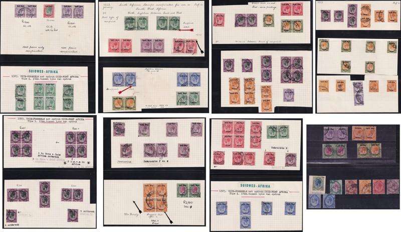 1923 SWA Forerunners, King's Head Pairs & Varieties Indicated on Piece  @ CV  R16,700+