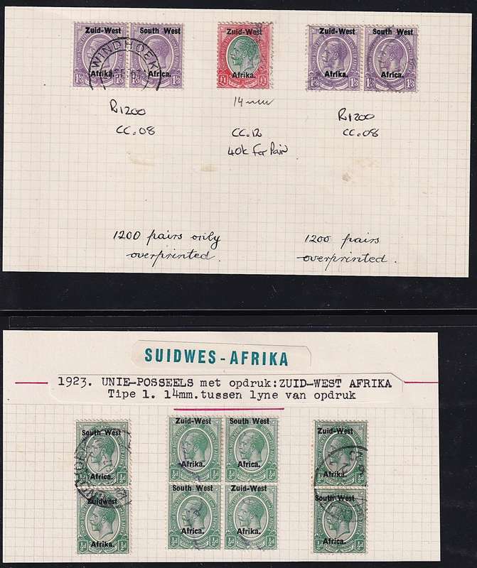 1923 SWA Forerunners, King's Head Pairs & Varieties Indicated on Piece  @ CV  R16,700+