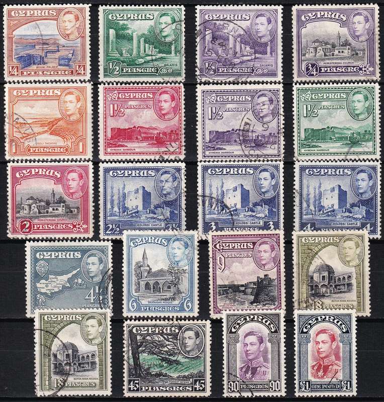 1938 Ceylon KGVI Full VFU Set SG.151/163 & CC.160a  @ CV  R1,500+