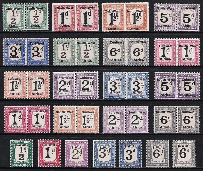1923/9 SWA Postage Due Unsorted MM(*) Selection from CC.1-45  @ CV  R2,850+