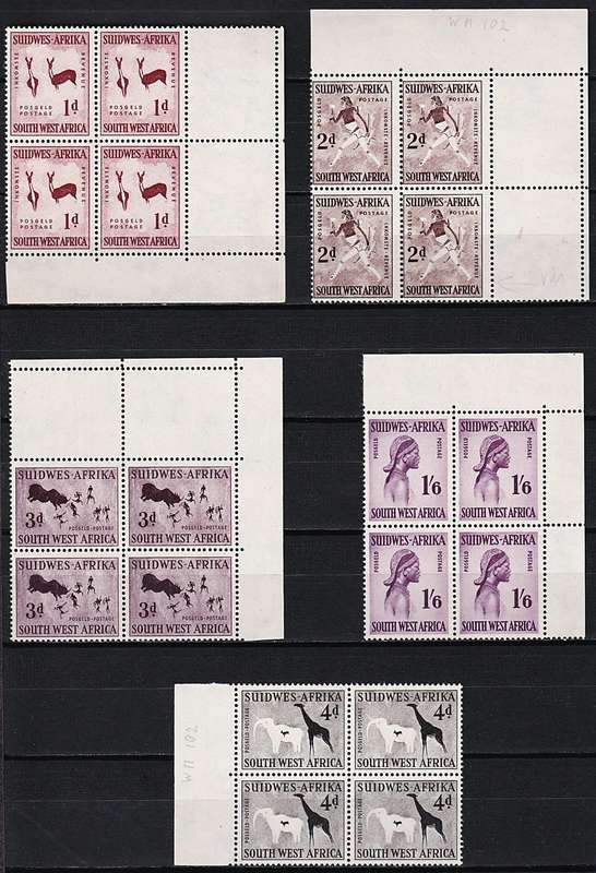 1960 SWA CC.194/8 UMM(**) Set (Wmk CoA) in Marginal Blocks @ CV  R2,768+