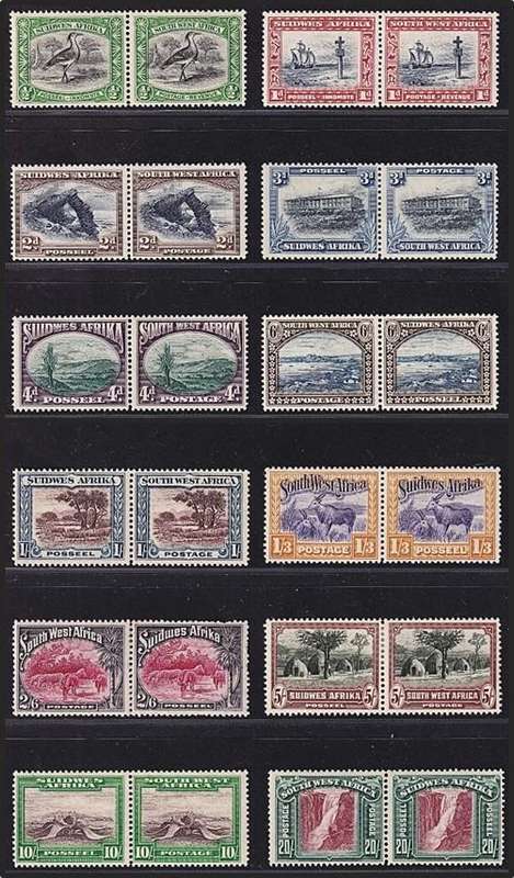 1931 SWA 1st Pictorial Set of 12  MM(*) Pairs  @ CV  R6,530