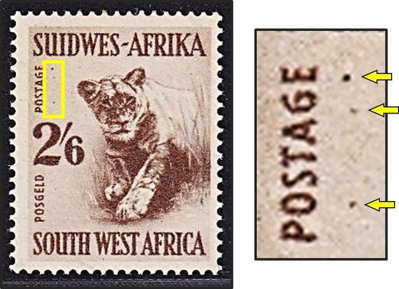 1954 SWA 2/6 Definitive LMM(*) Variety - Large Dot under "E" & 2 Small Dots under POSTAGE