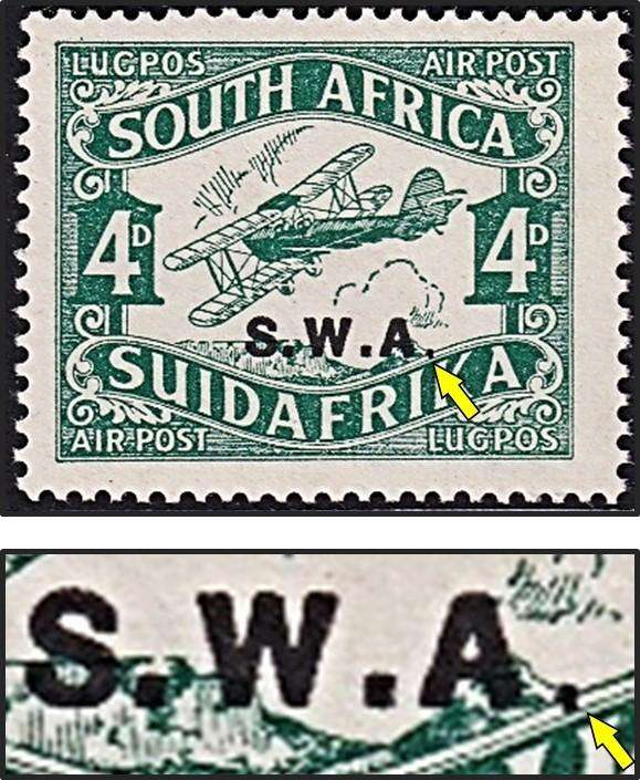 1930 SWA 4d Airmail UMM(**) CC.95 Variety - Tiny Stop after "A" in S.W.A.